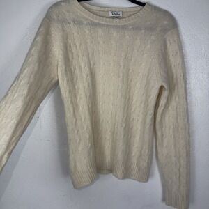 Lilly Pulitzer Cream Cable Knit Cashmere Sweater Size Large